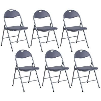[1 o 6] Sedie pieghevoli Imbottitura PVC Sedia con telaio in metallo Grigio  6142