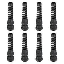 8 Pcs PG7 Flex Spiral Strain Relief Cable Gland 3-6.5mm Wire Hole Black 10.87 per metre