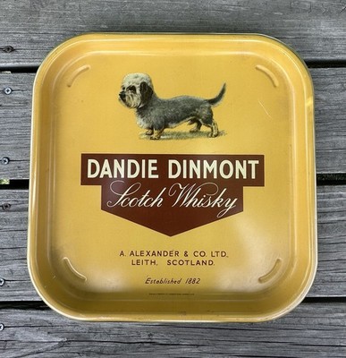 EARLY DANDIE DINMONT TERRIER SCOTCH WHISKY ALEXANDER & CO LEITH SERVING TRAY