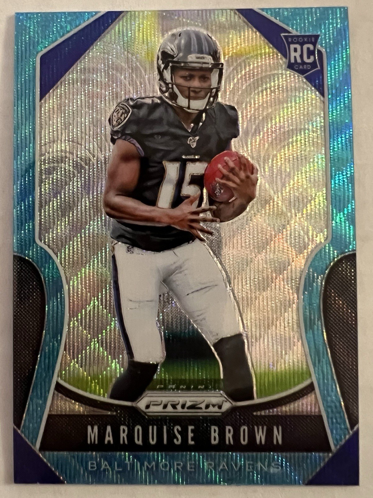 2019 Panini Prizm - Marquise Brown #341 Blue Wave Prizm 134/199 (RC)