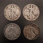 4 US SILVER COINS - MIXED WALKING LIBERTY HALF DOLLAR  LOT - VERY NICE !! !