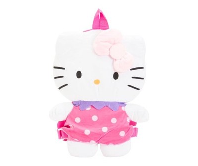 Hello Kitty Plush Backpack   Pink Polka Dot Dress 14''