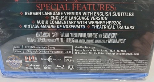 Nosferatu the Vampyre (Blu-ray, 1979, Scream Factory) NEW, SEALED, Werner Herzog - Foto 3 di 6