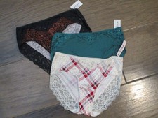 3-PACK SOMA EMBRACEABLE LACE HIPSTER PANTIES IN ANIMAL/TEAL/PLAID SIZE MEDIUM
