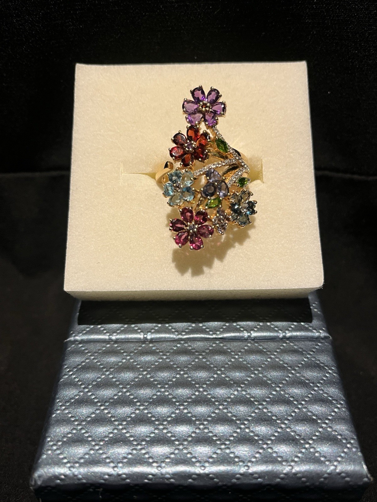Chuck Clemency Multiple Gemstone Flowers Wrap Sty… - image 1