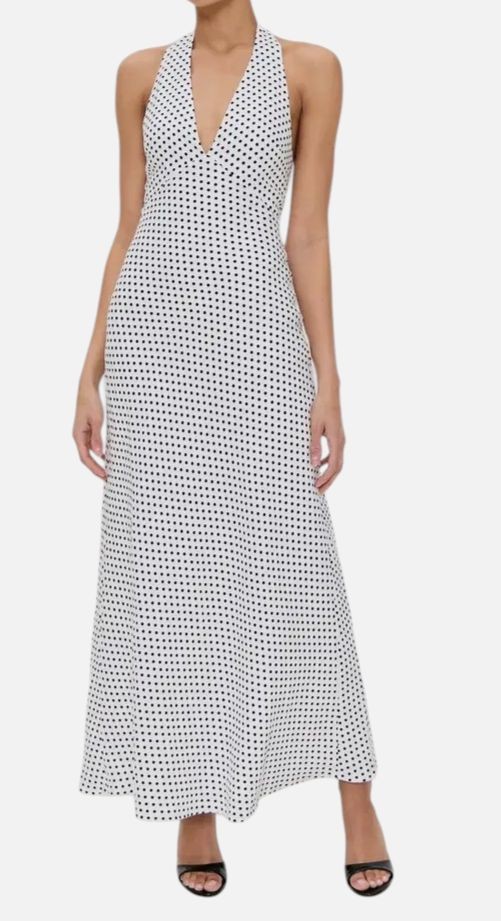Reformation Women's White Linen Delilah Halter Maxi Dress Size 4