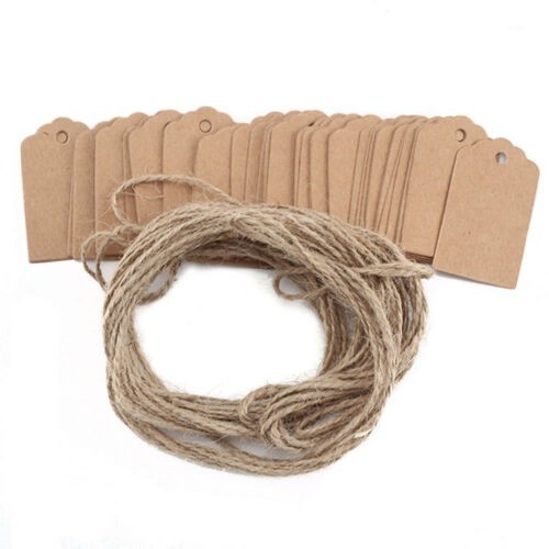 Bulk Pack of 100 Brown Paper Tags for Scrapbooking and Wrapping with 20m String - Picture 2 of 9