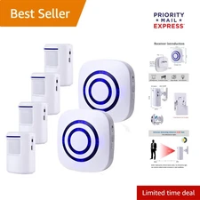 Battery-Powered Motion Sensor Alarm System with 38 Chime Tunes and LED Indicator