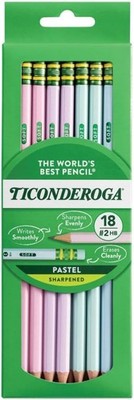 Wooden Pencils, Pre-Sharpened, 2 HB Soft, Pastel Colors, 18 Count