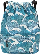 Waterproof Drawstring Bag, Gym Bag Sackpack Sports Beach Backpack for Men Women