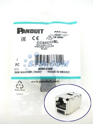 Panduit CCS5E88BL Mini-Com Cat5e Shielded Coupler Module, Black RJ45 8P8C ~STSI