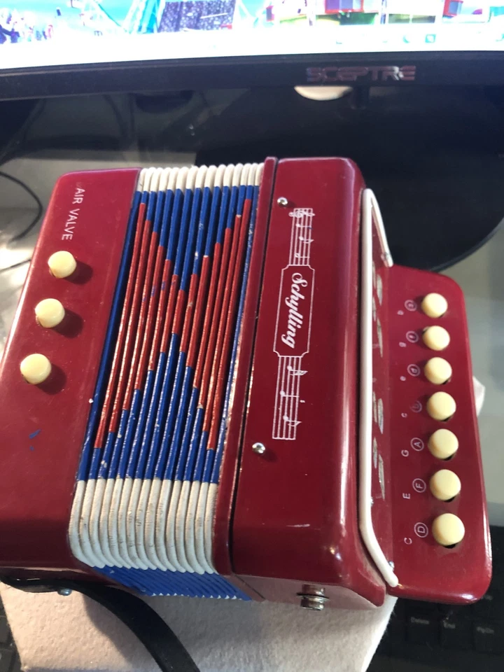 Schylling мини аккордеон сжатие коробка музыкальный инструмент работает очень хорошо 7» ширина - Изображение 3 из 4