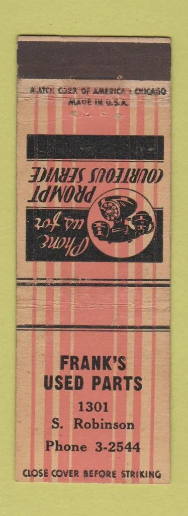 Matchbook Cover - Frank's Used Parts | eBay