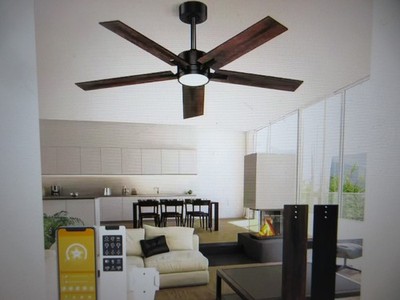 BICIK 52 in. Indoor/Covered Outdoor Black Modern Ceiling Fan with Remote & Light