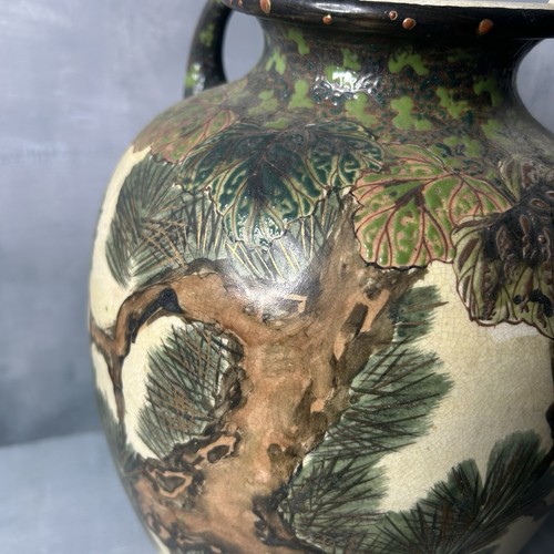 Kinkozan Late Meiji Satsuma Pottery Vase Eagle & Pine Tree ~ 13½"h Kyoto Japan - Picture 19 of 19
