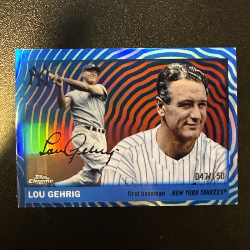 2025 Topps Chrome Platinum Lou Gehrig Blue Vibrations Refractor  47/150 Yankees