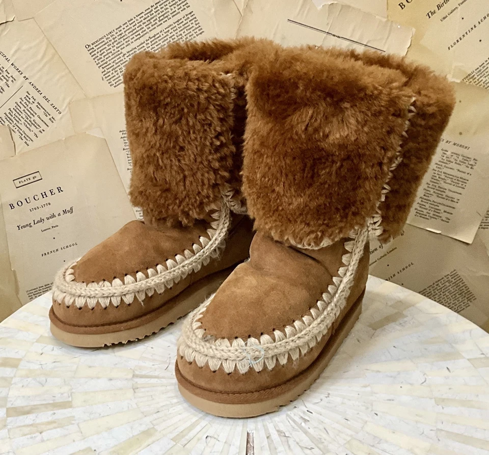 Free People MOU Bergy Высокие Ботинки Прошитые Шерстяная Подкладка Коричневый Табак 39/8 НОВЫЕ - Изображение 4 из 4