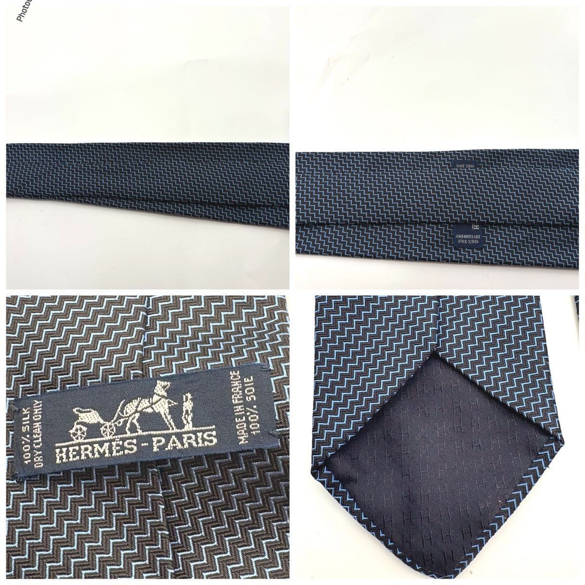 HERMES Good Condition  Zigzag Pattern Tie - image 4