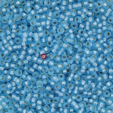 MIYUKI 11/0 Round Seed Beads - SILVER Lined Aqua MATTE 18F 23 Grams