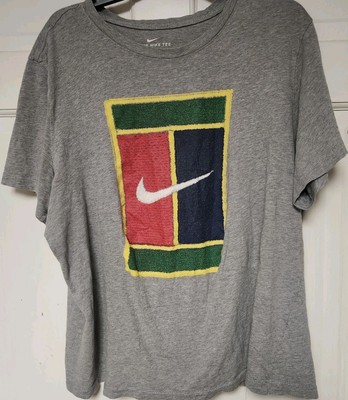 Nike Court Heritage Tennis T Shirt Graphic Short Sleeve Women XL Gray