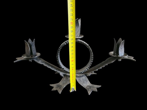 Candelabro Mid Century Brutalist hierro forjado 3 llamas - 40x21 cm - Imagen 2 de 3