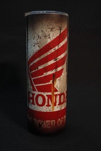 20oz Stainless Steel Tumbler | Handcrafted | w/Lid Straw | Insulated | Honda Oil