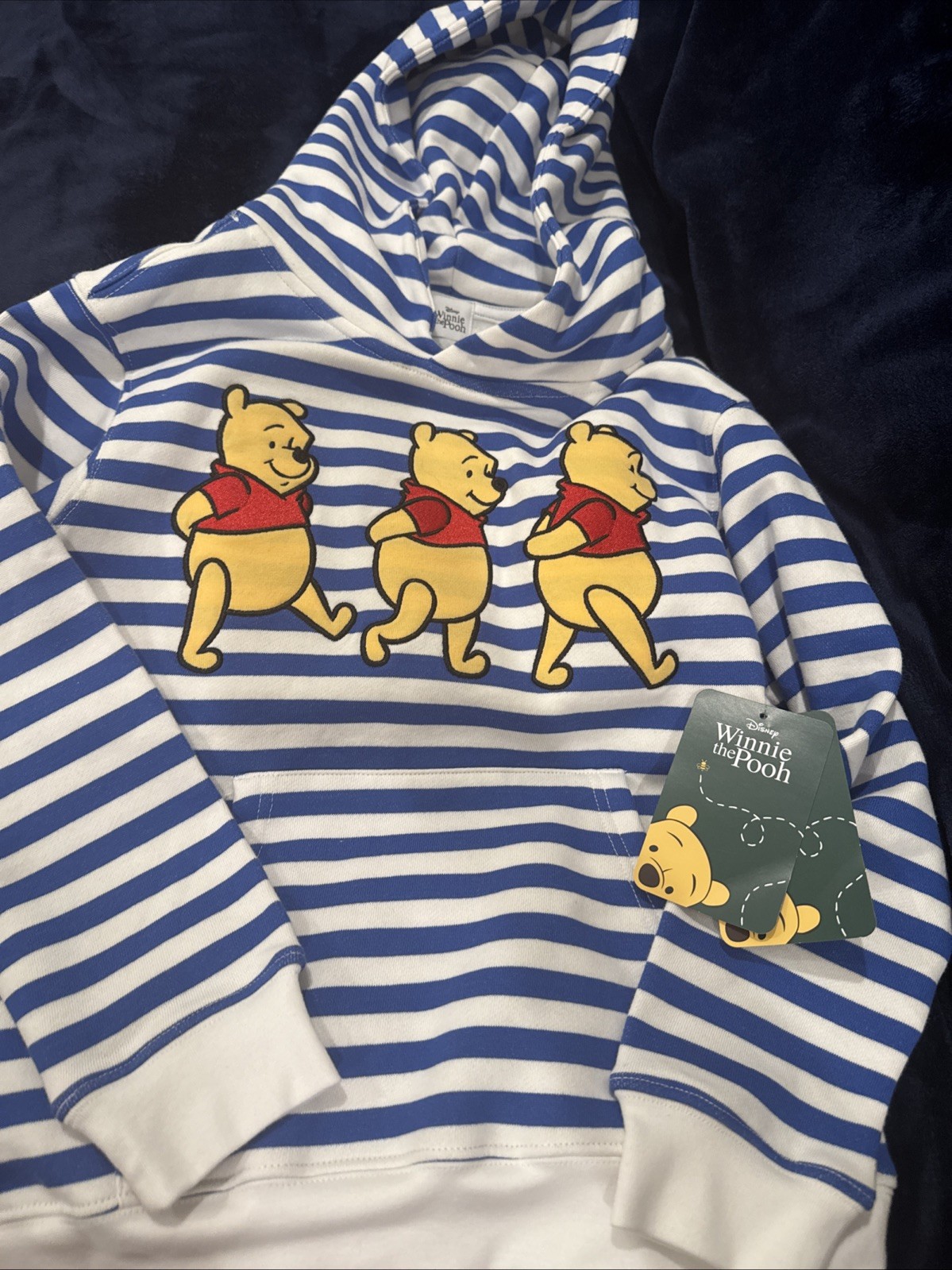 Felpa con cappuccio Disney Parks Winnie the Pooh a righe blu e bianche  taglia 7-8 bambini