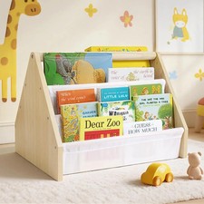 Kids Bookshelf, 19" Nursery Book Shelves for Toddler Rooms, with Deep Fabric Poc