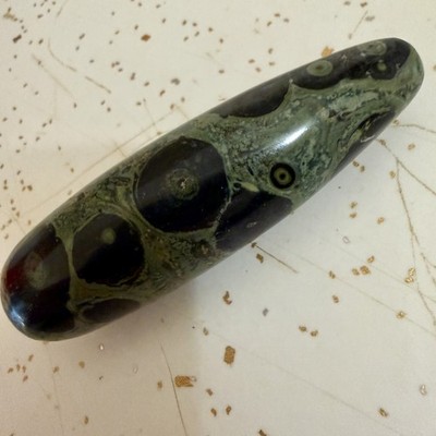 Good dark & light greens with gold colors Crocodile Jasper wand shaped stone 