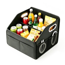 Leather Car Front Passenger Seat Organizer With Metal Handles Black Storage