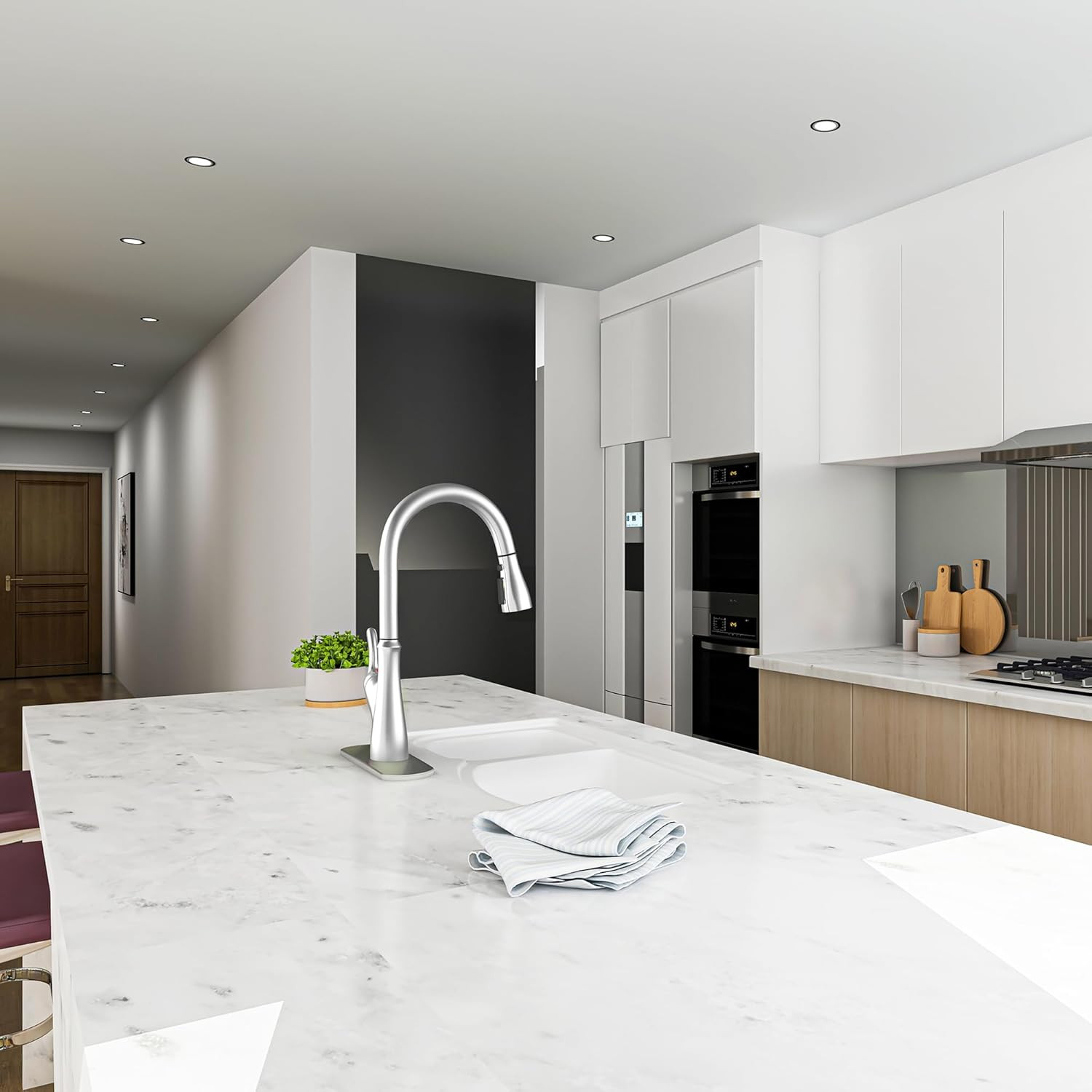 Touchless Kitchen Faucet with Infrared Sensor & Pull-Down Spray Feature