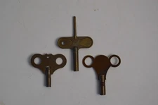 3 Vintage Brass Clock Keys Wind Up Mechanic Skeleton Collectible Metal