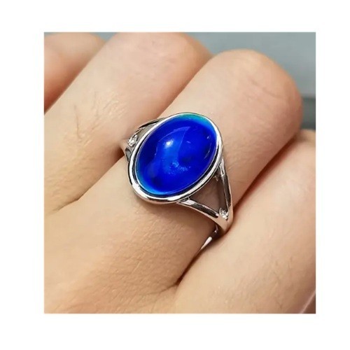 Banda Ovalada Vintage - Piedra de Estado de ánimo Estilo Boho - Anillo de acero inoxidable que cambia de color - Imagen 3 de 4
