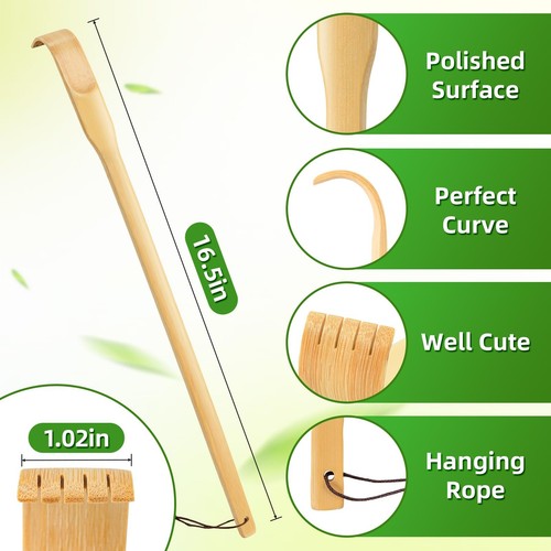 Back Scratcher, 16.5in Pack of 6, Traditional Finger-Like Bamboo Wooden Body ... - Picture 2 of 7