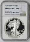 1989-S American Silver Eagle $1 Proof PF 69 Ultra Cameo NGC