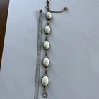 Vintage White Milk Glass Scarab Gold Tone 7.5” Bracelet