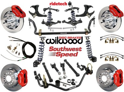 RIDETECH COILOVER SYSTEM & WILWOOD DISC BRAKES,12'' ROTORS,RED,78-88 GM G-BODY