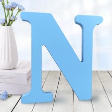 AOCEAN 6 Inch Blue Wood Letters Unfinished Wooden Letter for Wall Decor Decor...
