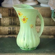 Early SYLVAC Water Jug 6” Cellulose Factory Hand Painted #1625 Art Deco Green