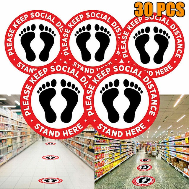 ProGraphx Social Distance Floor Sticker 30PCS 6 Feet