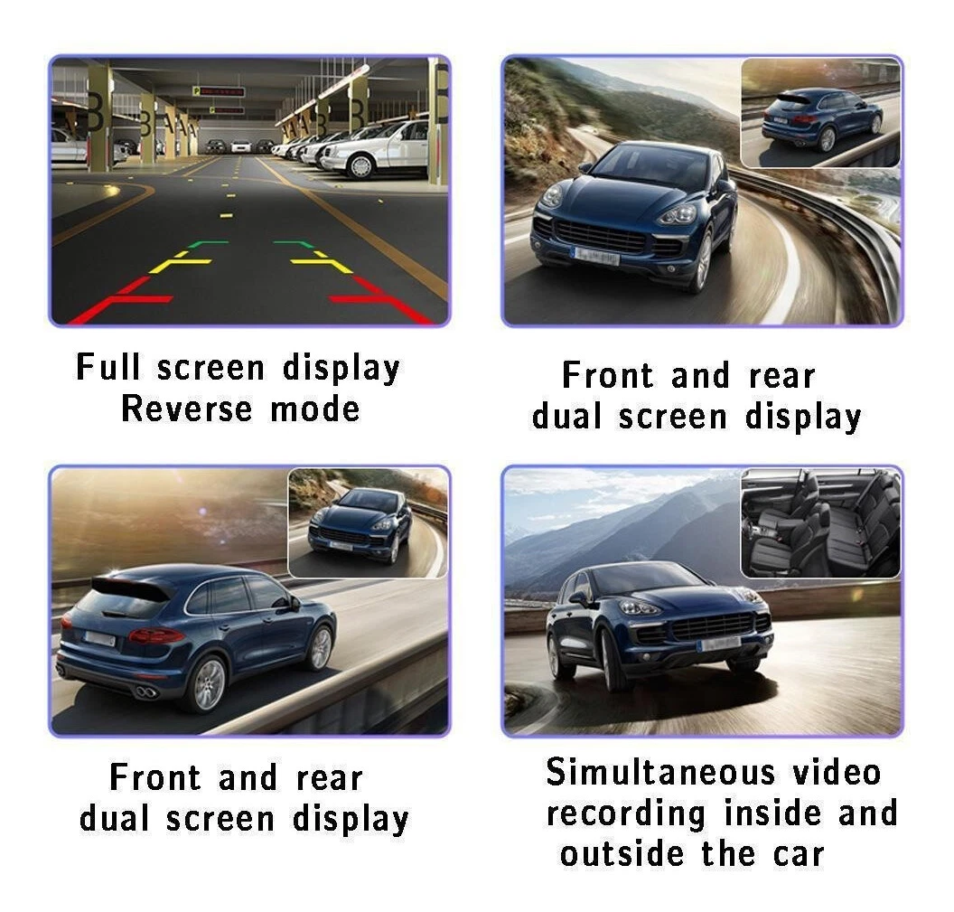 Triple lens driving recorder HD night vision surveillance dual camera - Picture 7 of 9