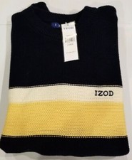 NWT IZOD Mens L New Englad COLOR-BLOCKED CREWNECK Long Slv SWEATER MSRP 60.00