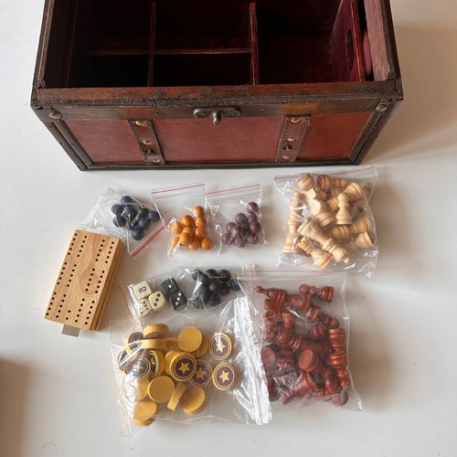 Vintage Holzkiste Safe Truhe traditionelle Brettspiele Dame Griff alte Deko - Bild 10 von 18