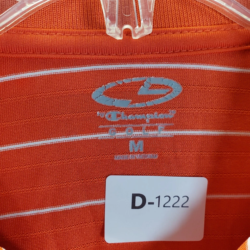 C9 Champion Men Activewear Top Medium Orange Striped Polo Golf Collar Pullover - Image 2 of 4
