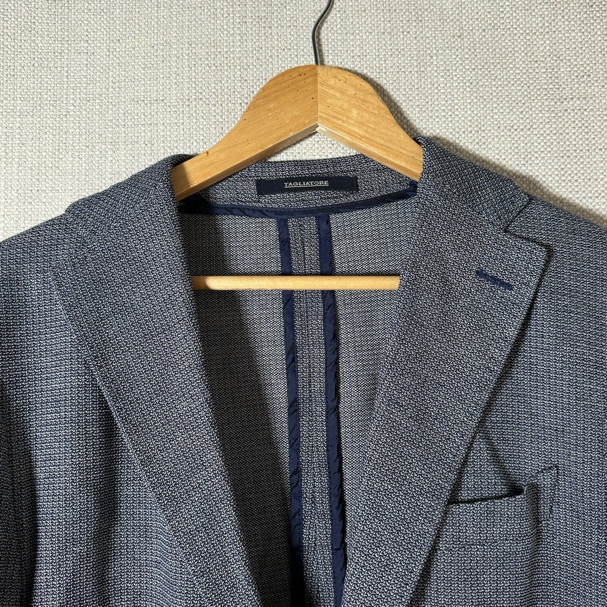 Tagliatore Blazer Mens 42 R Blue Geometric Stretch Fabric