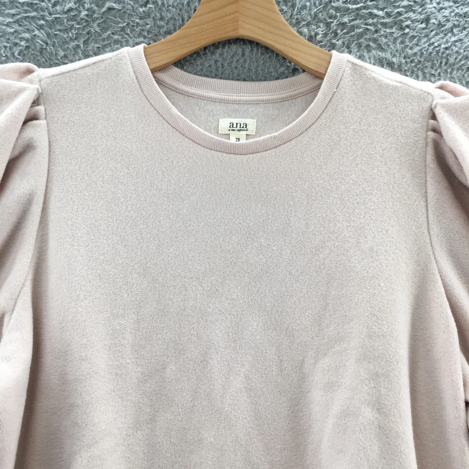 Moletom Ana A New Approach Feminino 2X Rosa Gola Redonda Pulôver Manga Folhada NOVO - Imagem 2 de 4