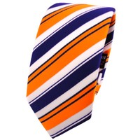 Schmale Tigertie Krawatte Orange Lila Schwarz Weiß Gestreift - Schlips Binder