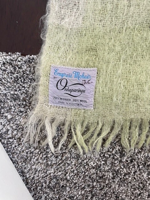 Винтажный афганский плед из лаванды в клетку императрицы мохера Onkaparinga 55x50 - Изображение 3 из 4