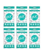 PUR Xylitol Chewing Gum WINTERGREEN 55 Pieces, 6 Pack Sugarless Vegan Pure