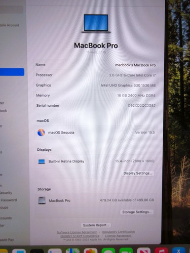 Apple MacBook Pro 15 A1990 2018 i7 2.6GHz, 32GB RAM, 1TB SSD, Radeon Pro Vega 16 - Photo 4/11